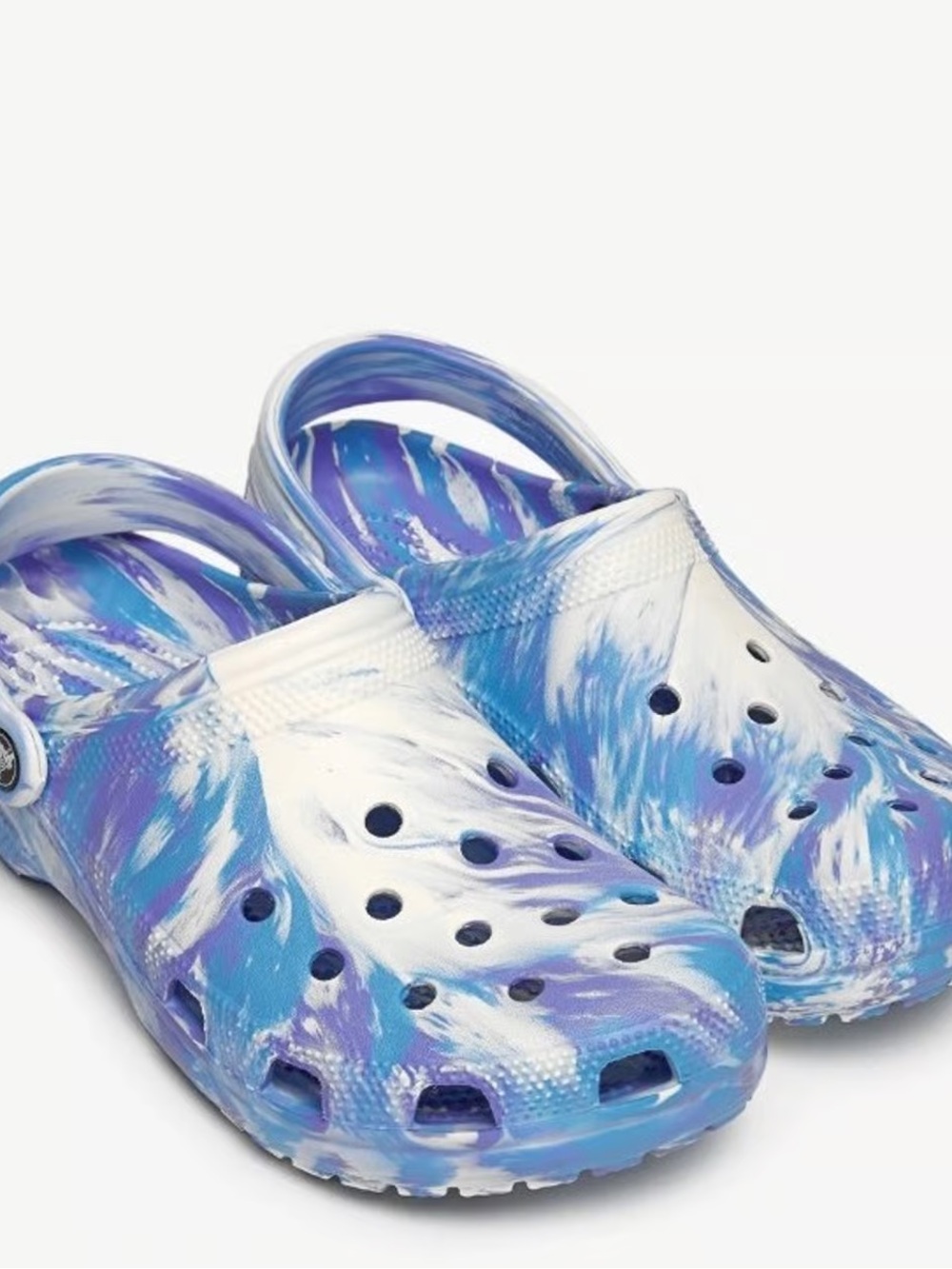 CROCS Women's Blue, White & Purple Marble Clogs